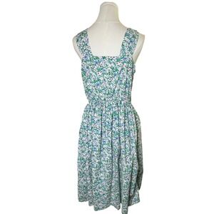Cottagecore Floral Midi Dress Pockets Elastic Waist Prairie Vintage Style S